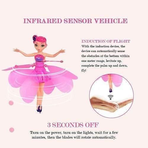 Magic Flying Fairy Princess Doll – Rechargeable Flying Toy with Motion Sensor | 360° Rotating Flying Fairy Toy for Kids