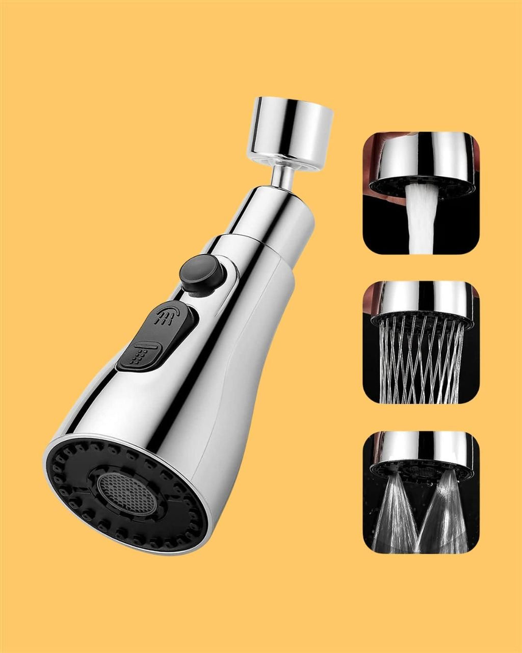 3 Modes Adjustable Kitchen Sink Faucet – 360° Rotatable Stainless Steel Tap with Spray &amp; Stream Modes | High-Pressure Water Saver Nozzle for Home &amp; Kitchen
