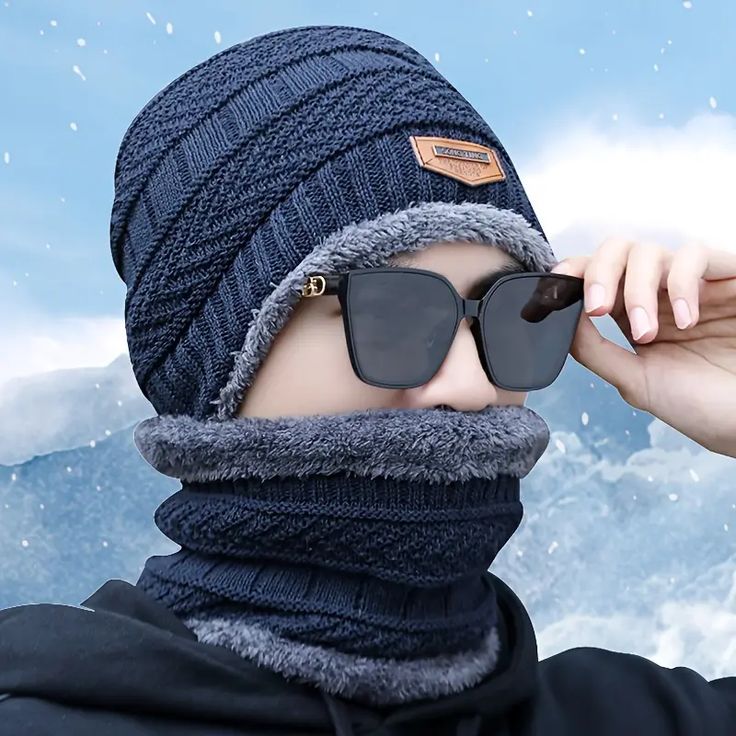 Winter Woolen Beanie Cap with Neck Warmer Set | Unisex Knitted Thermal Fleece Lined Hat & Scarf Combo | Stylish Outdoor Cold Protection Set