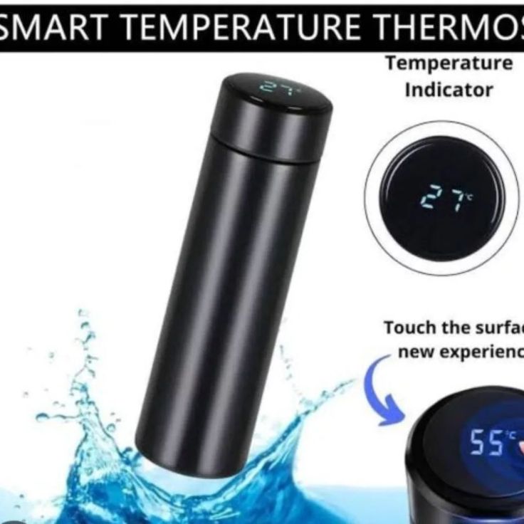Smart LED Temperature Display Water Bottle | Stainless Steel Hot & Cold Vacuum Flask | 500ml Leak-Proof Bottle