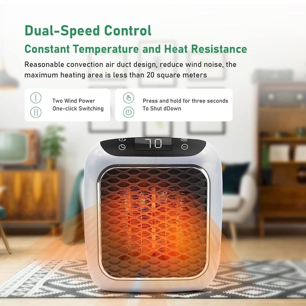 Mini Portable Electric Room Heater | Dual-Speed Ceramic Heater | Energy Efficient & No-Wire Design