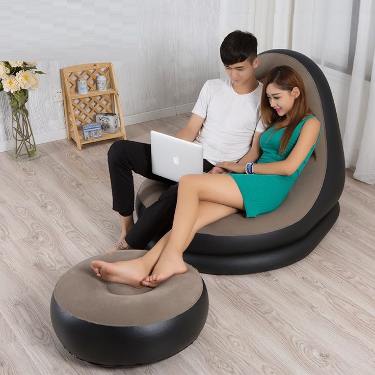 All-in-One Inflatable Lounge Sofa Chair with Footrest | Portable Outdoor & Indoor Relaxing Sofa | Premium PVC Flocked Material with Full Body Support